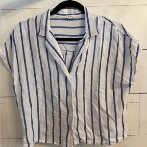 Blue and White Striped Button-Up Shirt (ZSUPPLY)